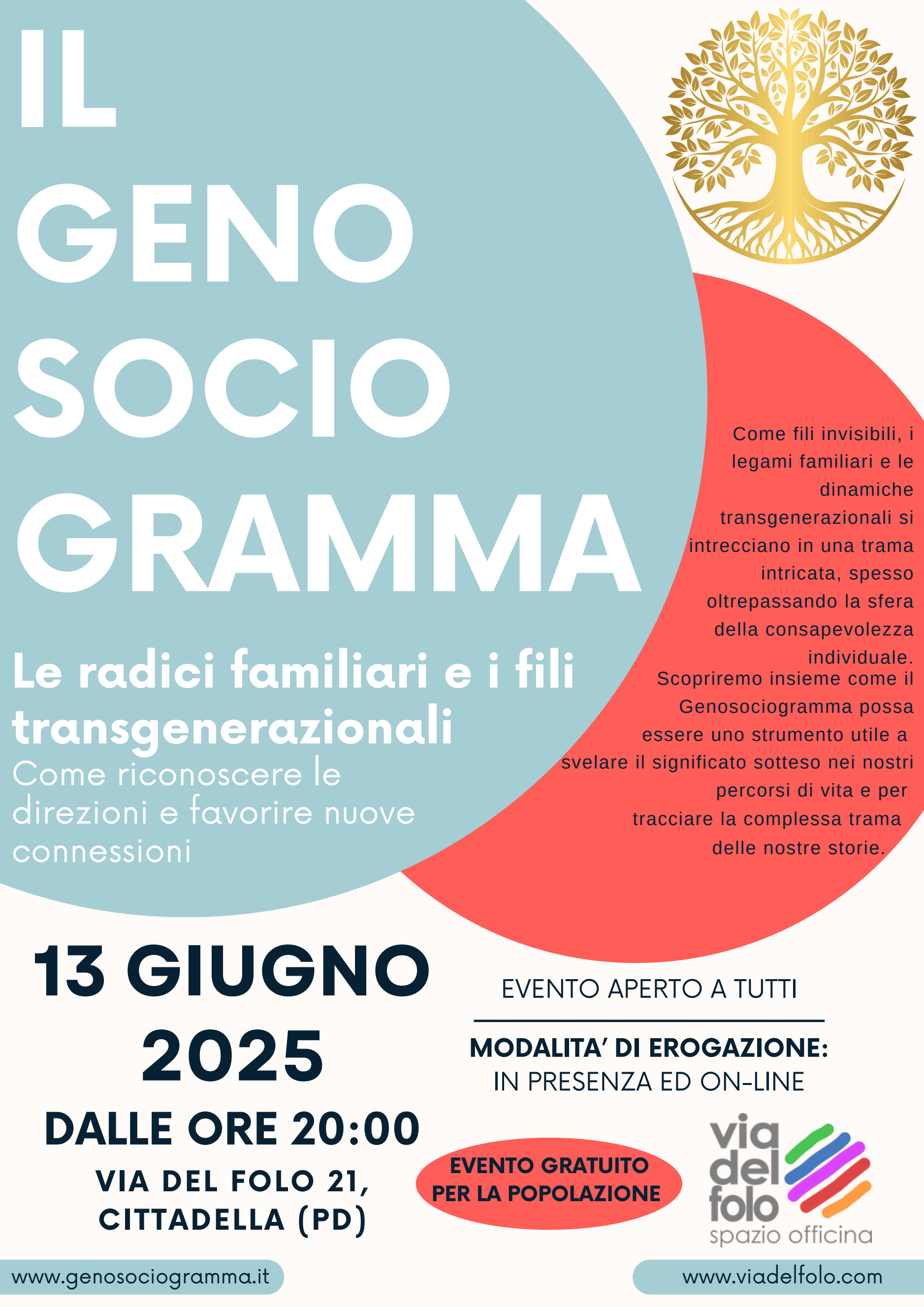 Genosociogramma: evento gratuito del 13 giugno in vai del Folo a Cittadella